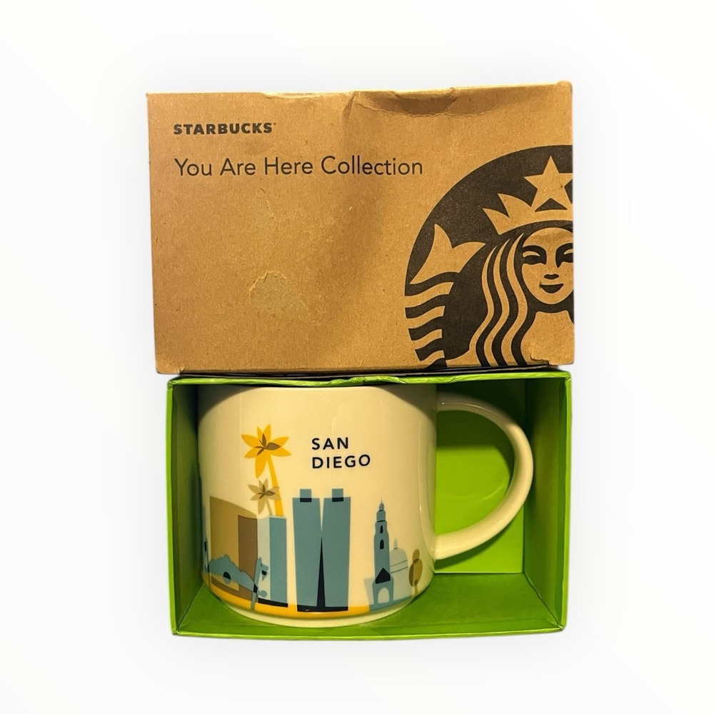 Starbucks San Diego 14oz Coffee Mug You Are Here Collection 2014 NWT Damaged Box